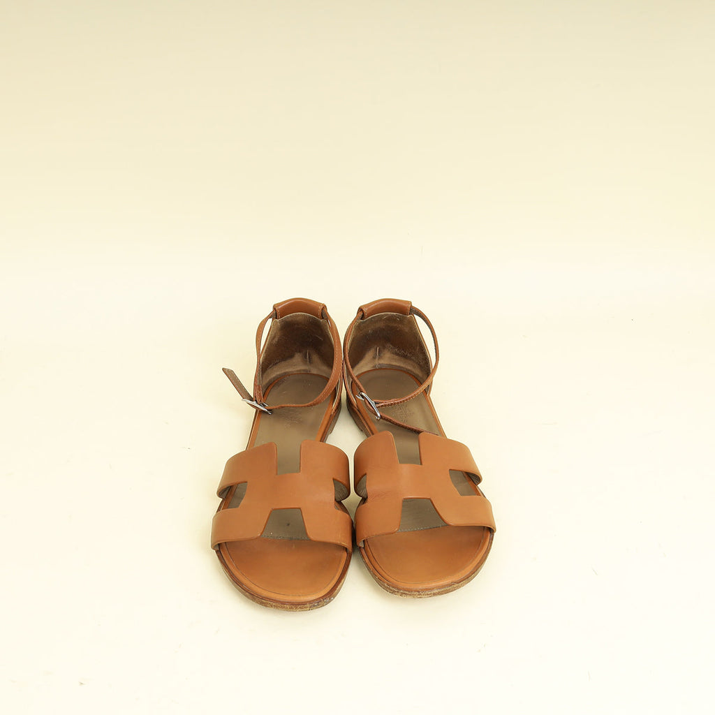 Hermes Gold Santorini Sandals 38