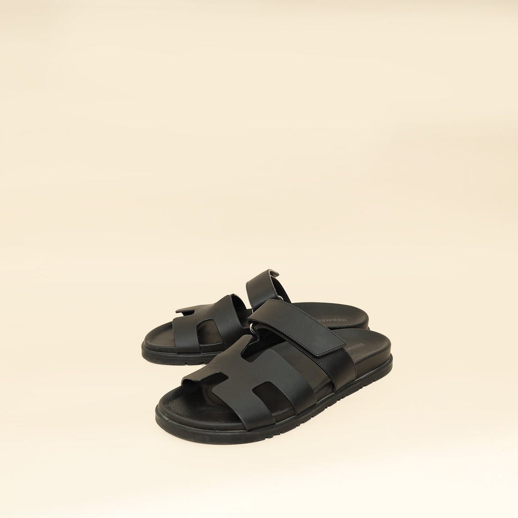 Hermes Noir Chypre Sandal 38