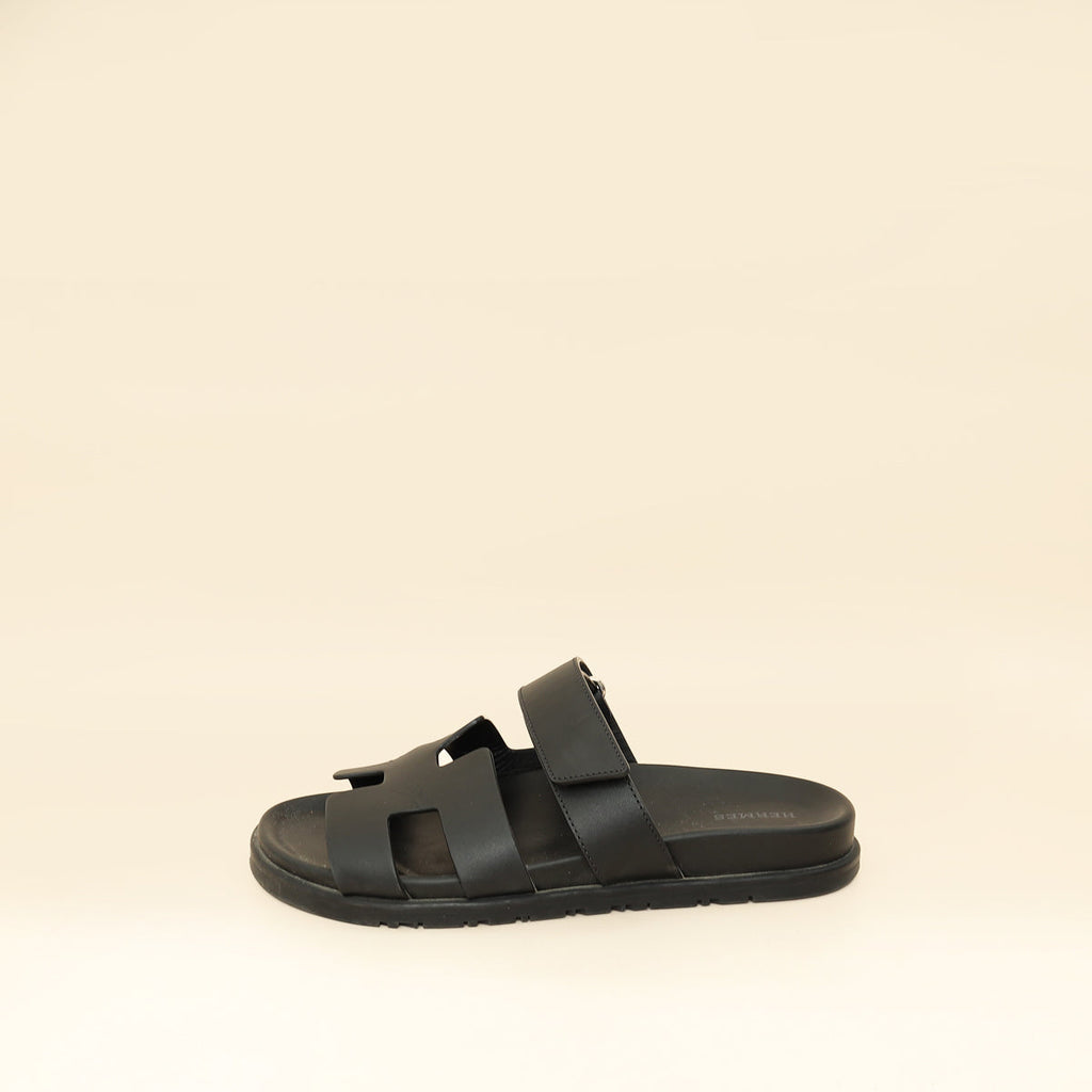 Hermes Noir Chypre Sandal 38