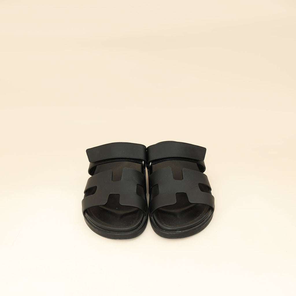 Hermes Noir Chypre Sandal 38