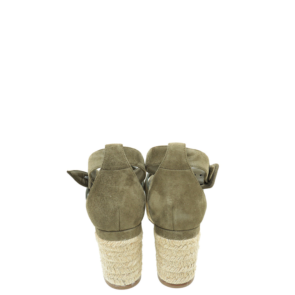 Hermes Vert Toundr Elda Suede Goatskin Espadrille 38