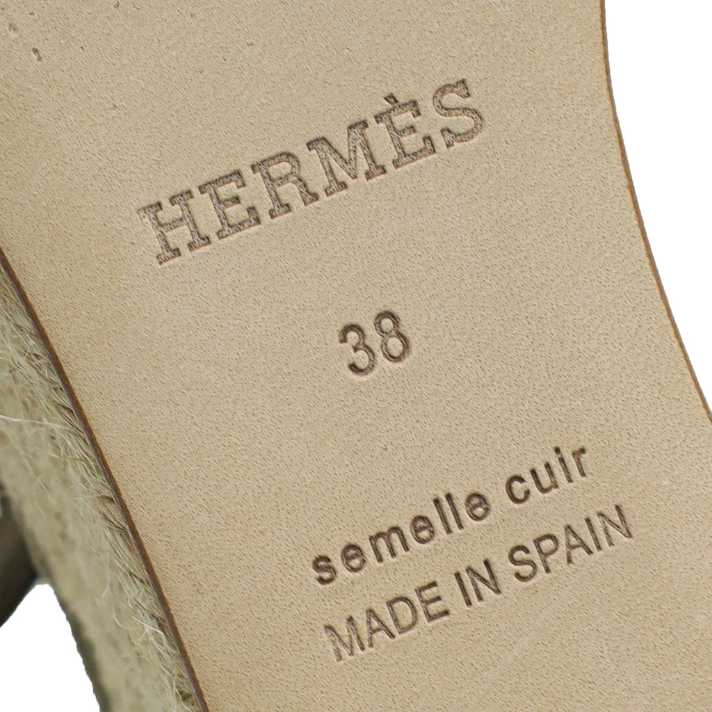Hermes Vert Toundr Elda Suede Goatskin Espadrille 38