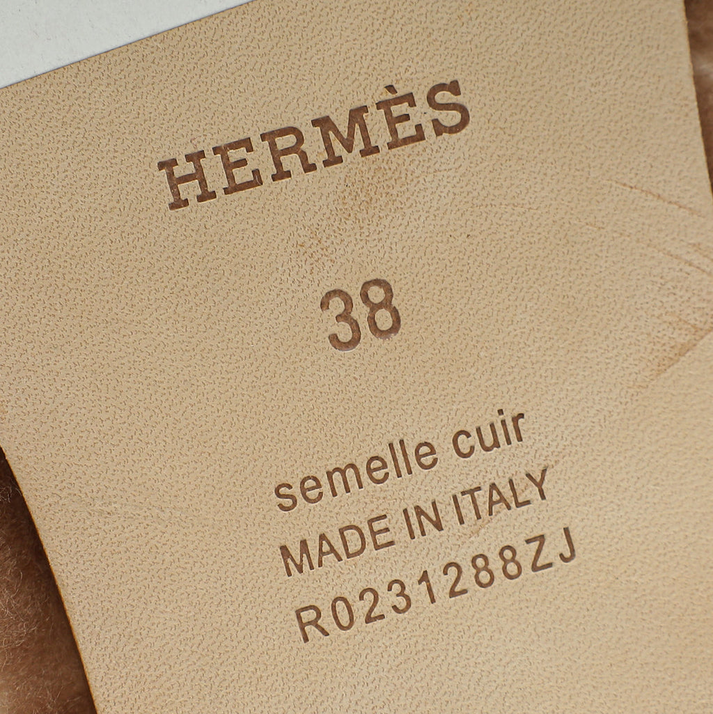 Hermes Naturel Shearling Oran Sandal 38