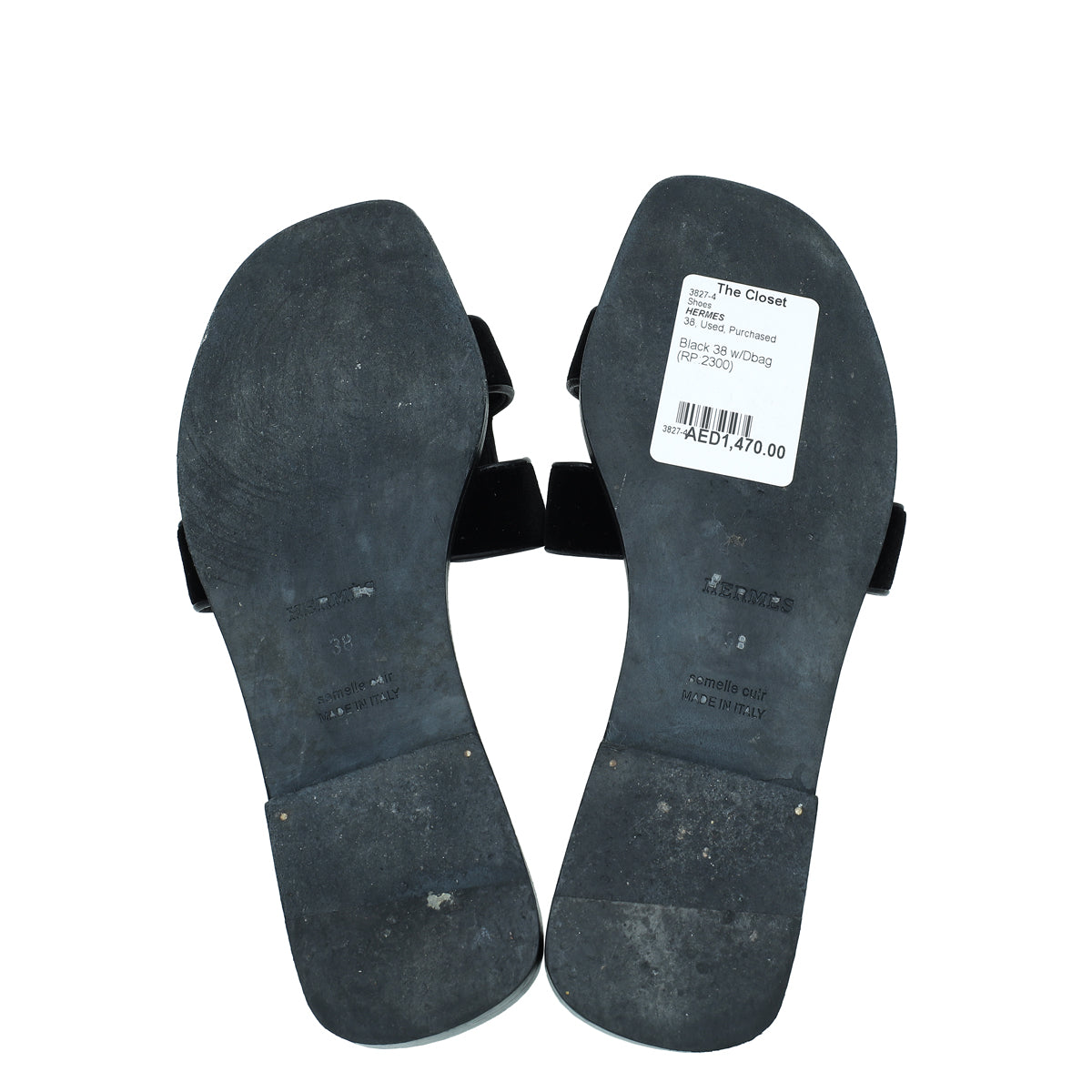 Hermes Black Velvet Printed Oran Sandal 38