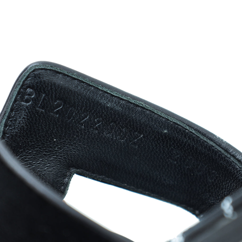 Hermes Black Velvet Printed Oran Sandal 38