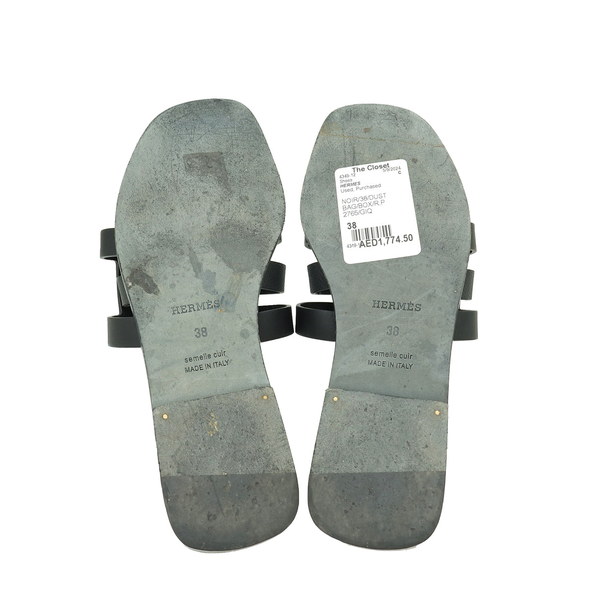 Hermes Noir Amore Sandal 38