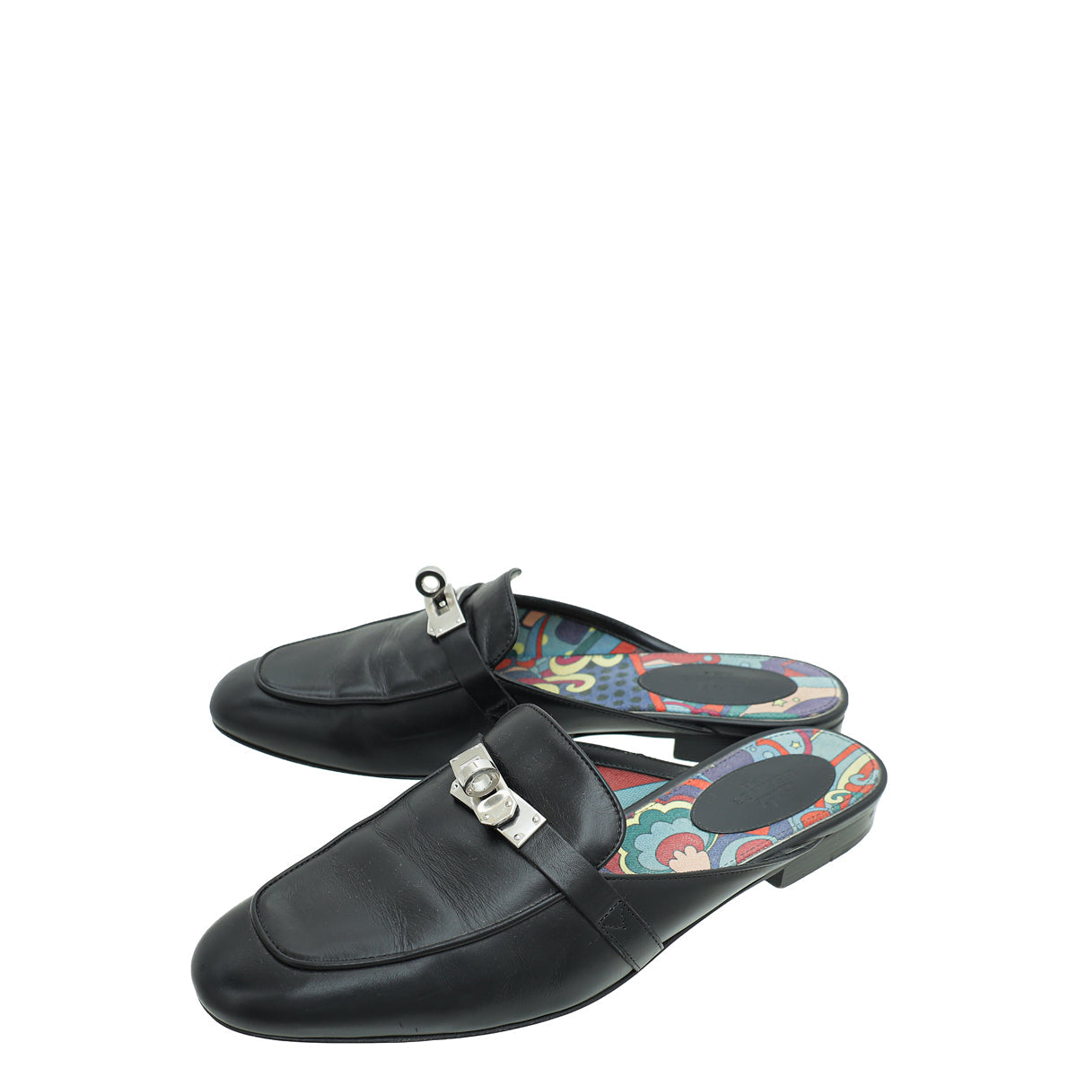 Hermes Noir OZ Mules 38