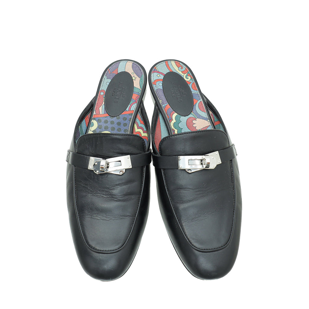 Hermes Noir OZ Mules 38