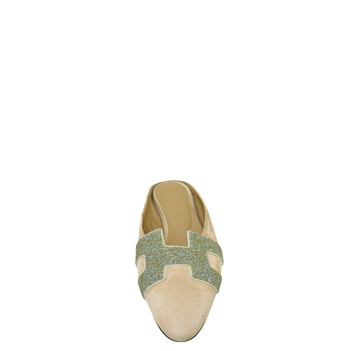 Hermes Rose Grey Suede Roxane Mules w/ Crystal Details 38