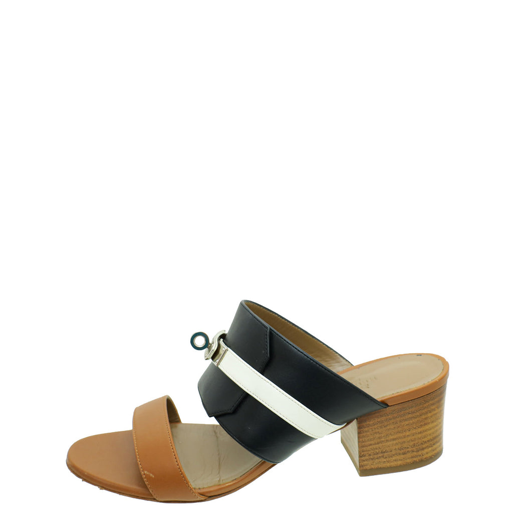 Hermes Tricolor Ovation Mules 38
