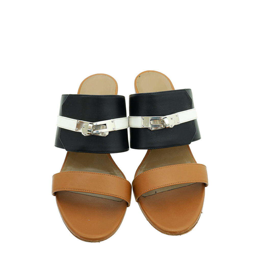 Hermes Tricolor Ovation Mules 38