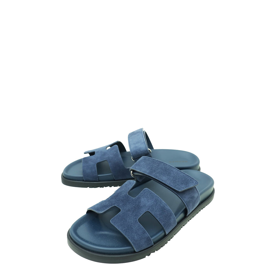 Hermes Bleu Céleste Chypre Goatskin Sandal 38