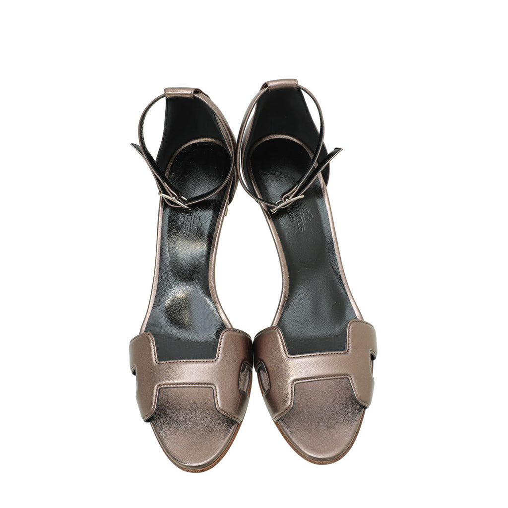 Hermes Metallic Bronze Premiere 70 Sandals 38