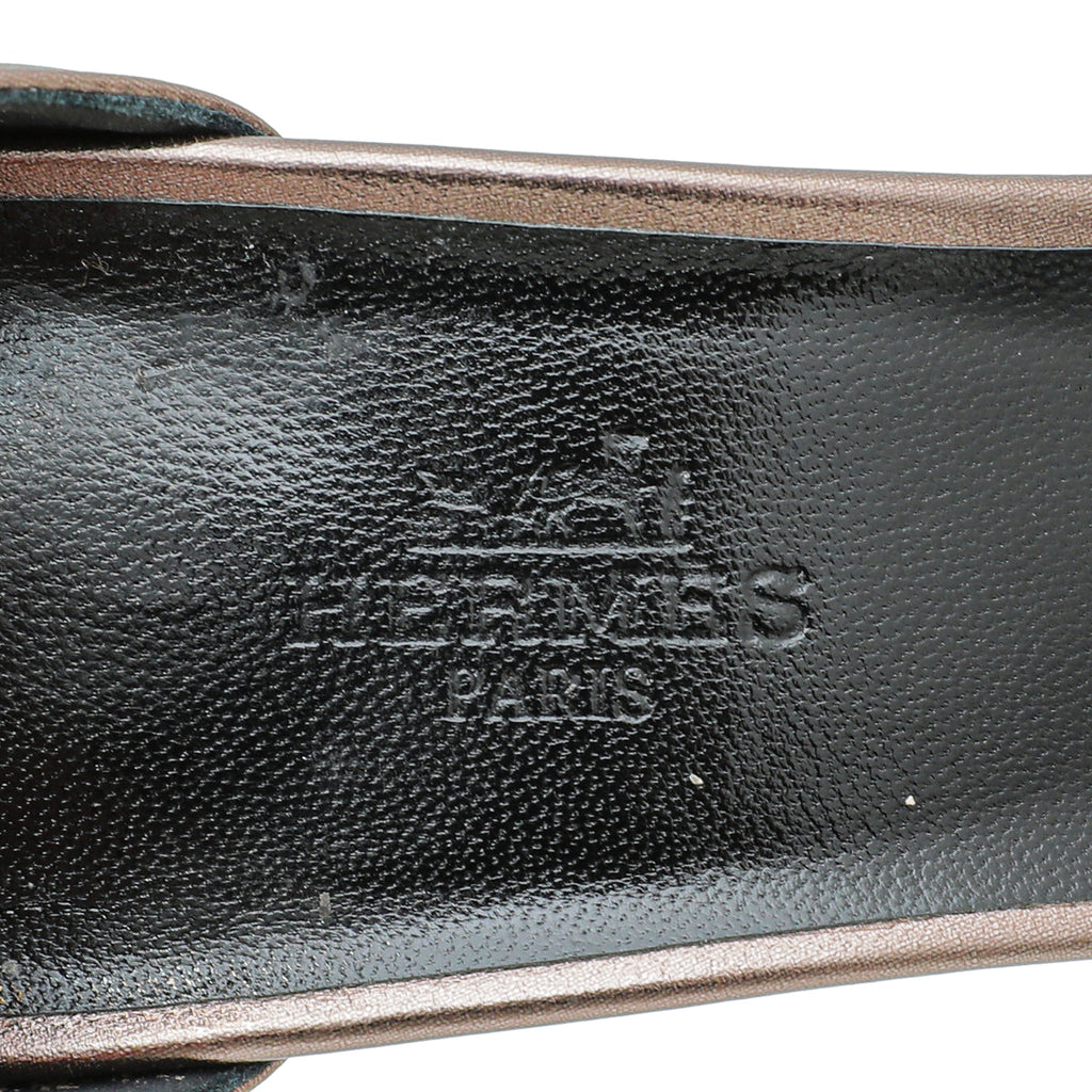 Hermes Metallic Bronze Premiere 70 Sandals 38