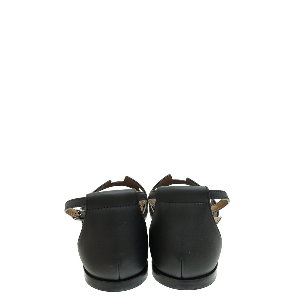 Hermes Noir Santorini Sandals 38