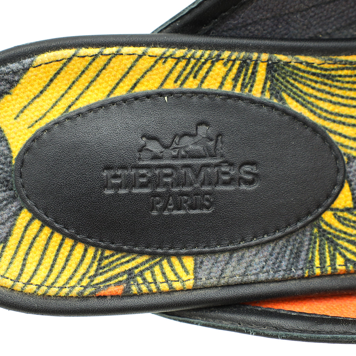 Hermes Noir Oz Mules w/Printed Cotton Insole 38
