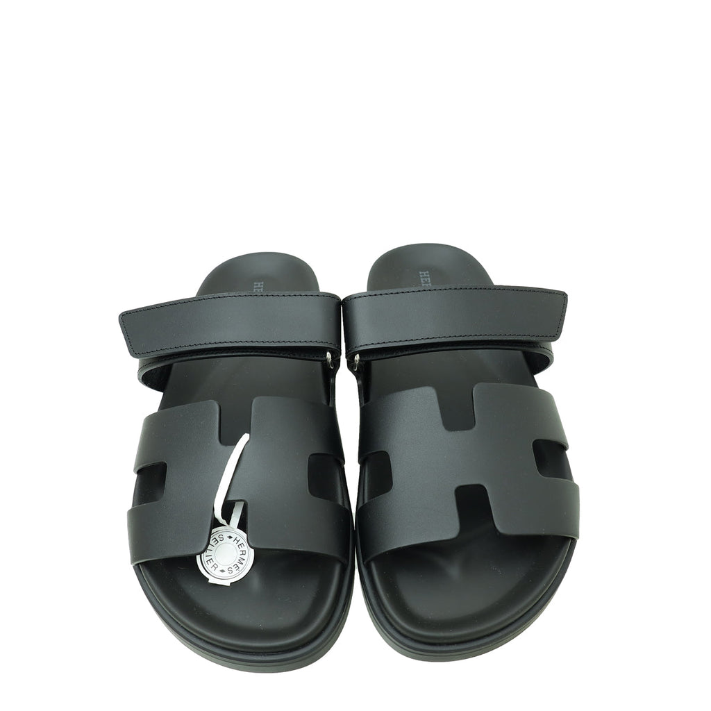 Hermes Noir Chypre Sandal 38