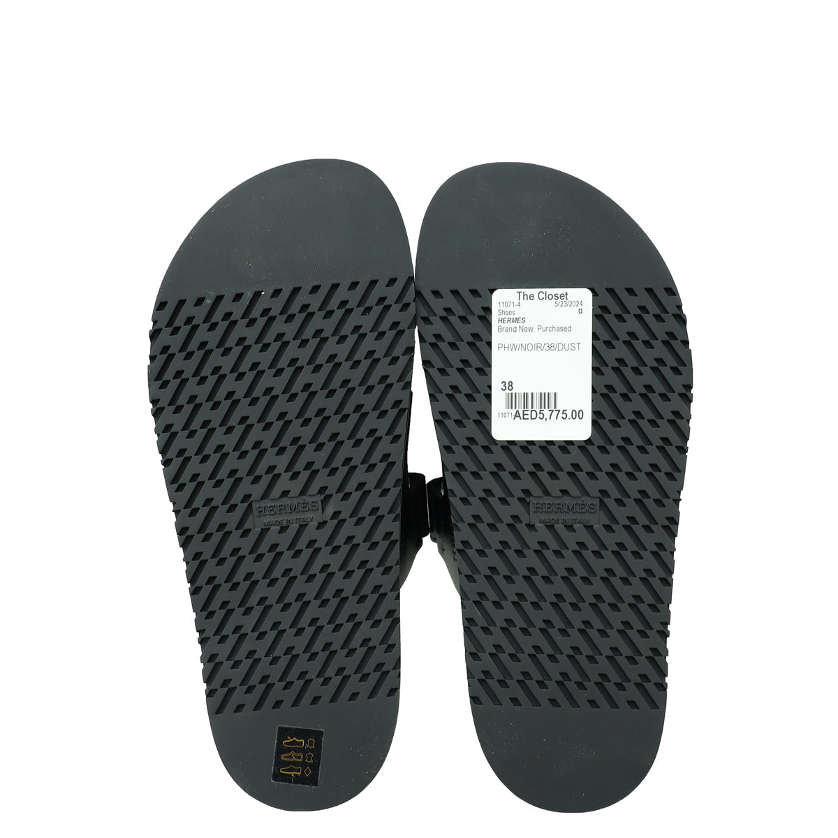 Hermes Noir Chypre Sandal 38