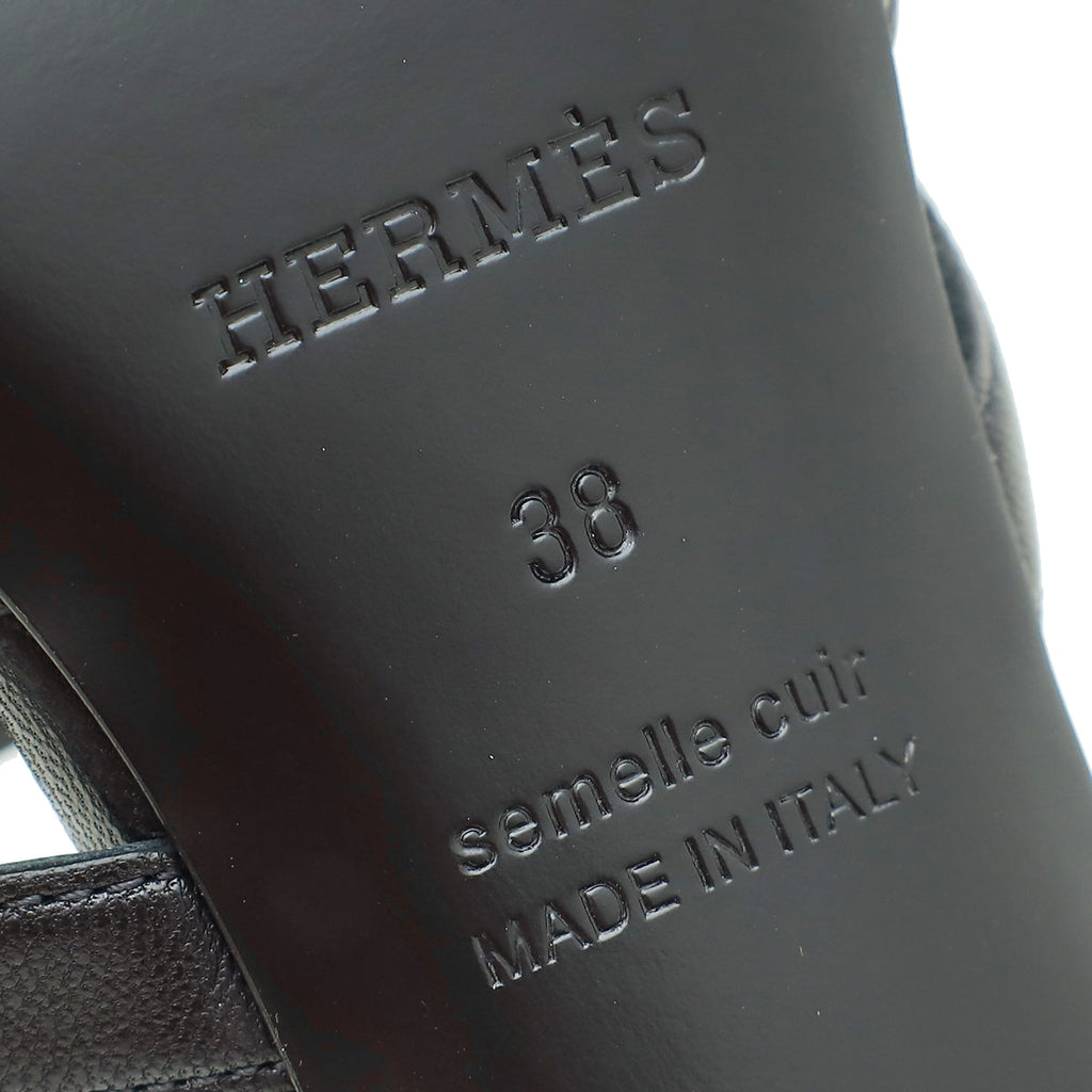 Hermes Noir Candy Sandal 38