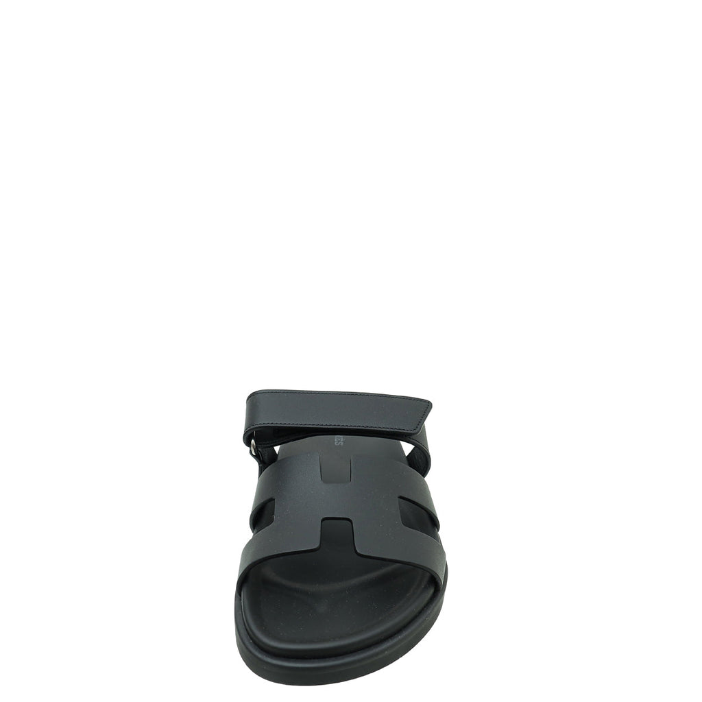 Hermes Noir Chypre Sandals 38