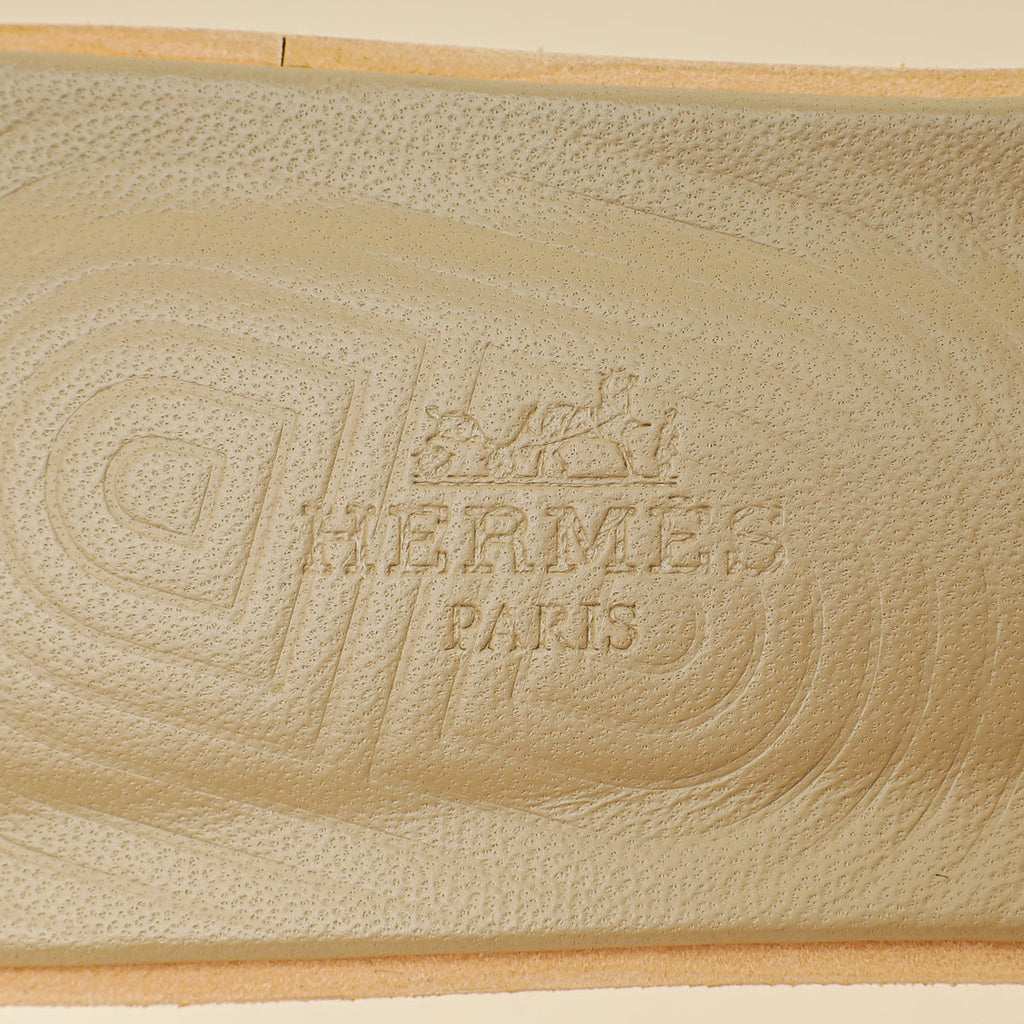 Hermes Gris Chaine d'Ancre Motif Oran Sandals 38