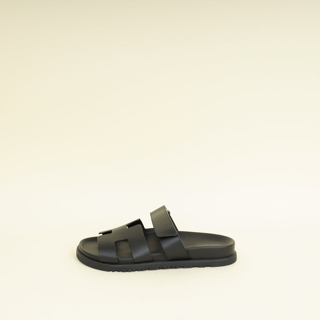 Hermes Noir Chypre Sandal 38