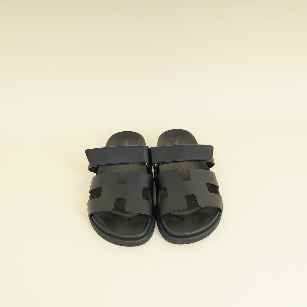 Hermes Noir Chypre Sandal 38