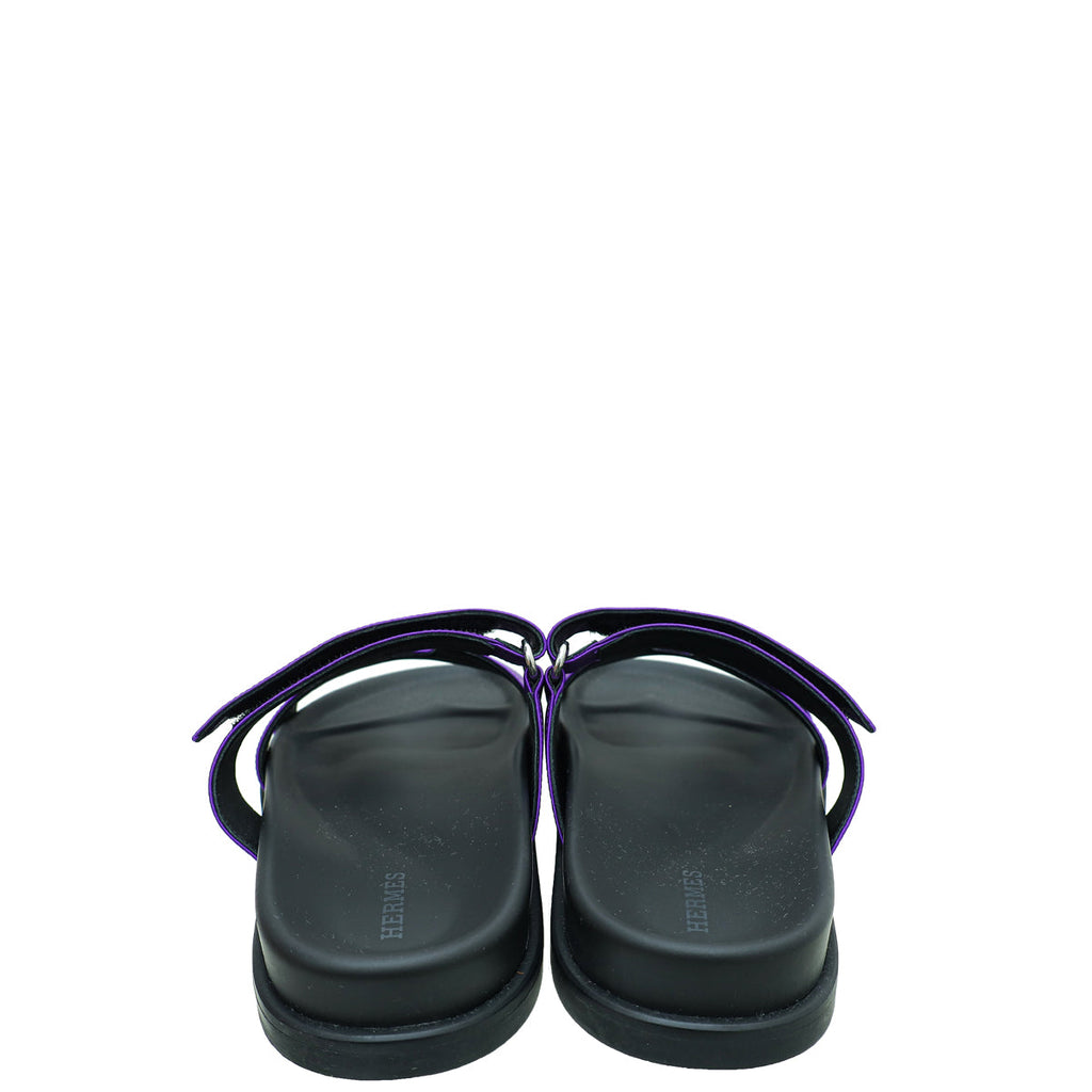 Hermes Purple Satin Chypre Sandal 38