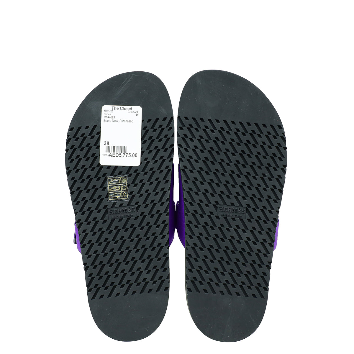 Hermes Purple Satin Chypre Sandal 38