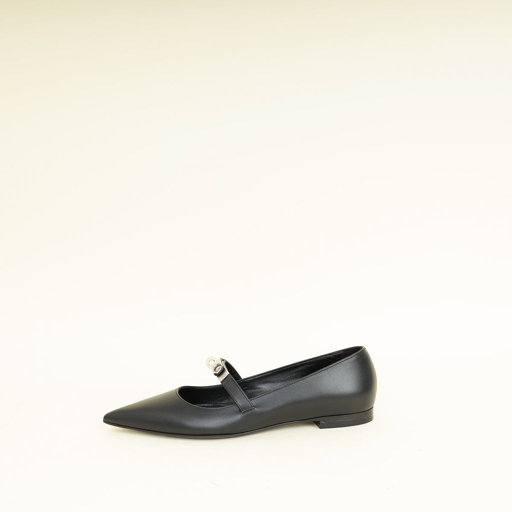 Hermes Noir Kelly Ballet Flat 38