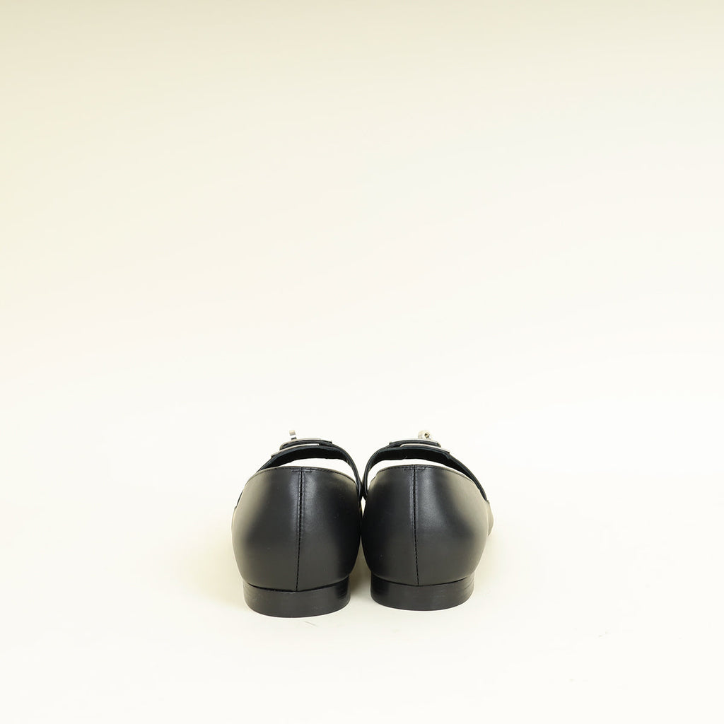 Hermes Noir Kelly Ballet Flat 38