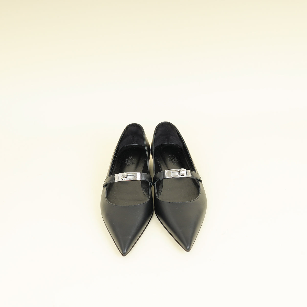 Hermes Noir Kelly Ballet Flat 38