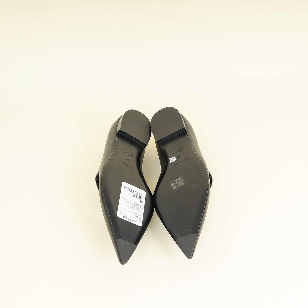 Hermes Noir Kelly Ballet Flat 38