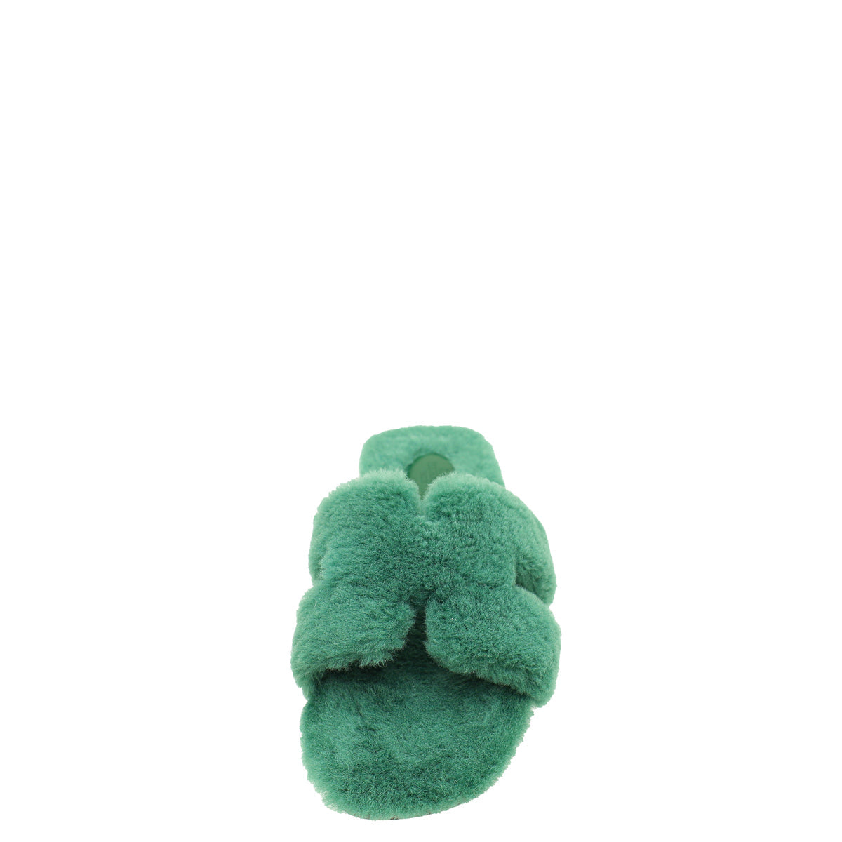 Hermes Vert Anglais Woolskin Shearling Oran Sandal 38