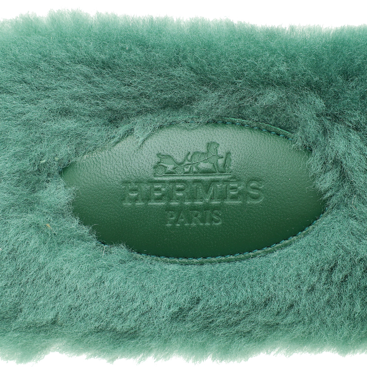 Hermes Vert Anglais Woolskin Shearling Oran Sandal 38