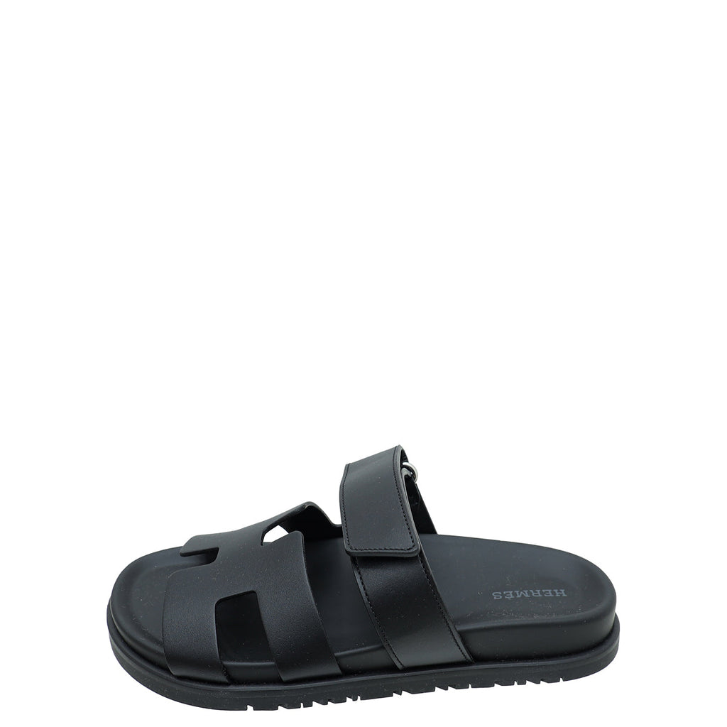 Hermes Noir Chypre Sandal 38