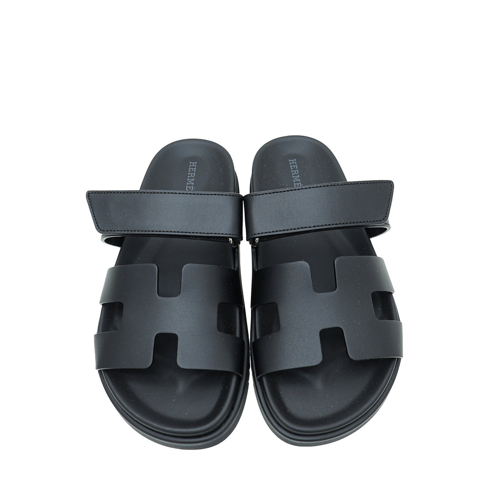 Hermes Noir Chypre Sandal 38