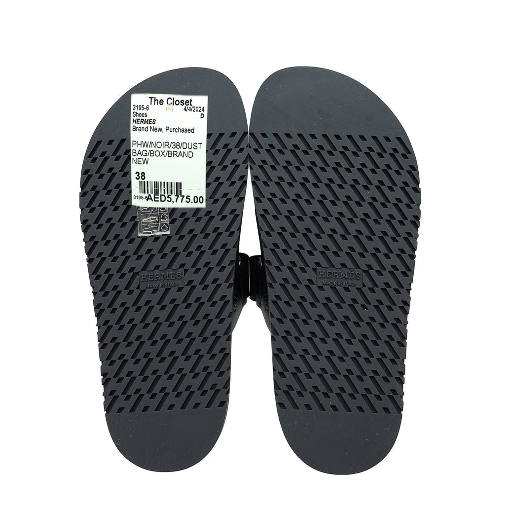 Hermes Noir Chypre Sandal 38