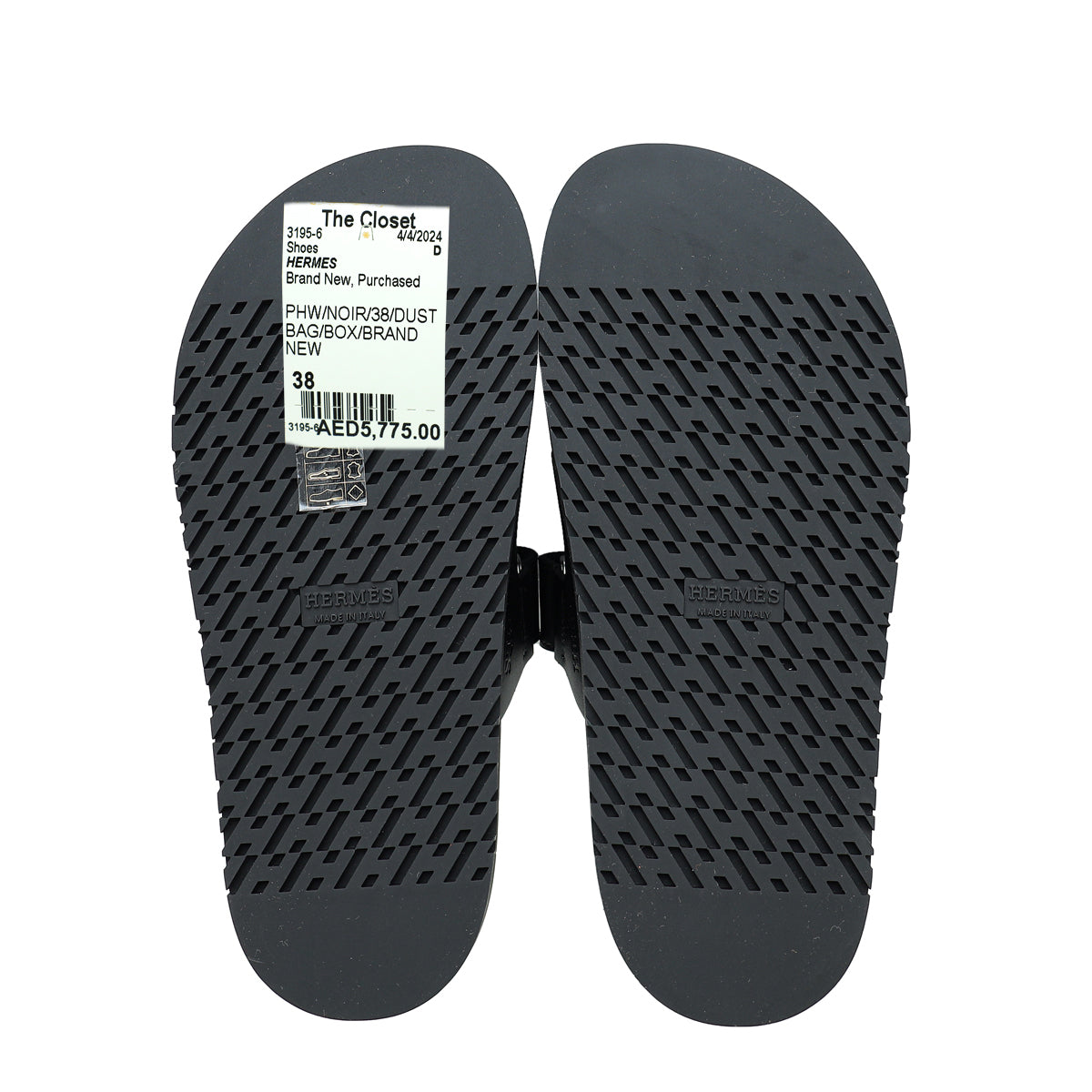 Hermes Noir Chypre Sandal 38