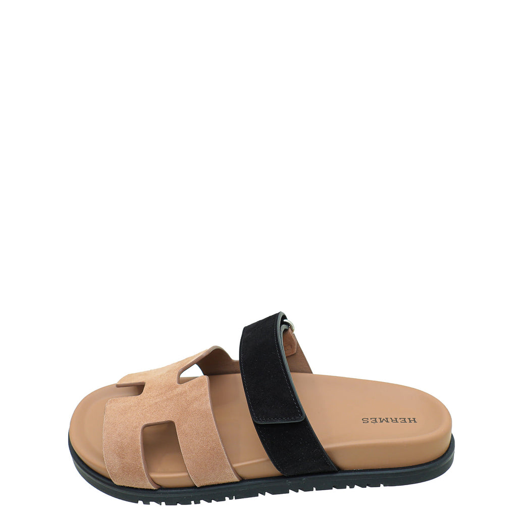 Hermes Bicolor Suede Chypre Sandals 38
