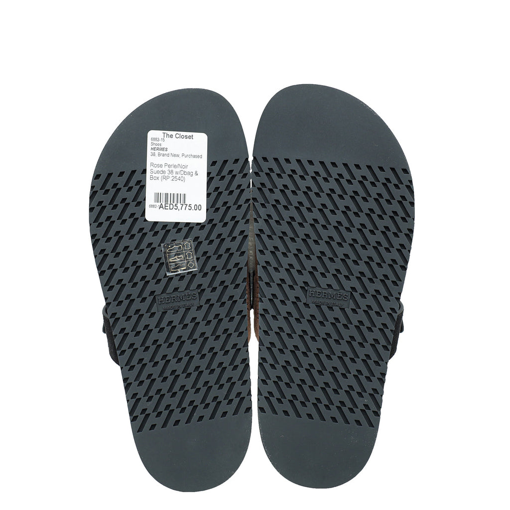 Hermes Bicolor Suede Chypre Sandals 38