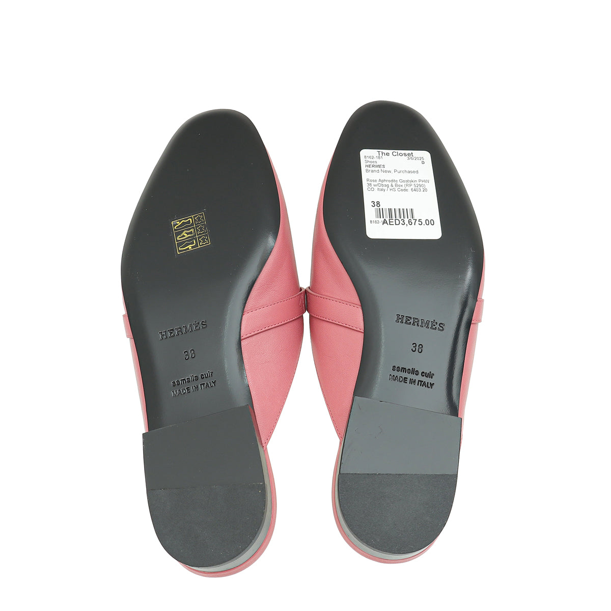 Hermes Rose Aphrodite Oz Mule 38