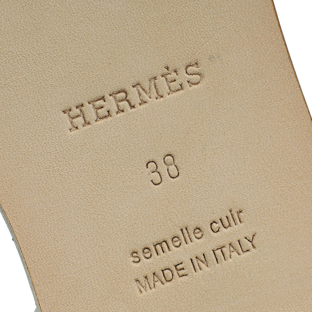Hermes Blanc Santorini Sandal 38