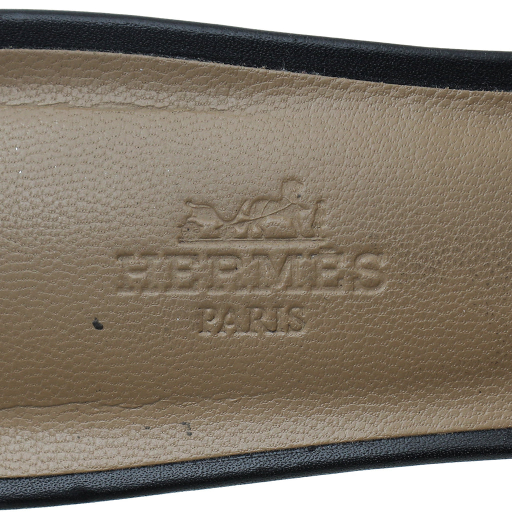 Hermes Noir Oasis Sandals 39.5