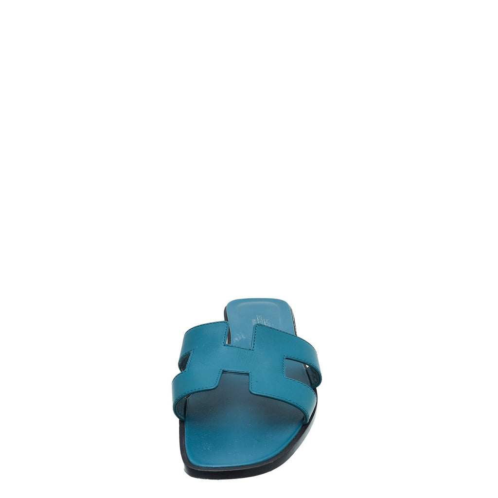 Hermes Bleu Vif Oran Sandals 39.5