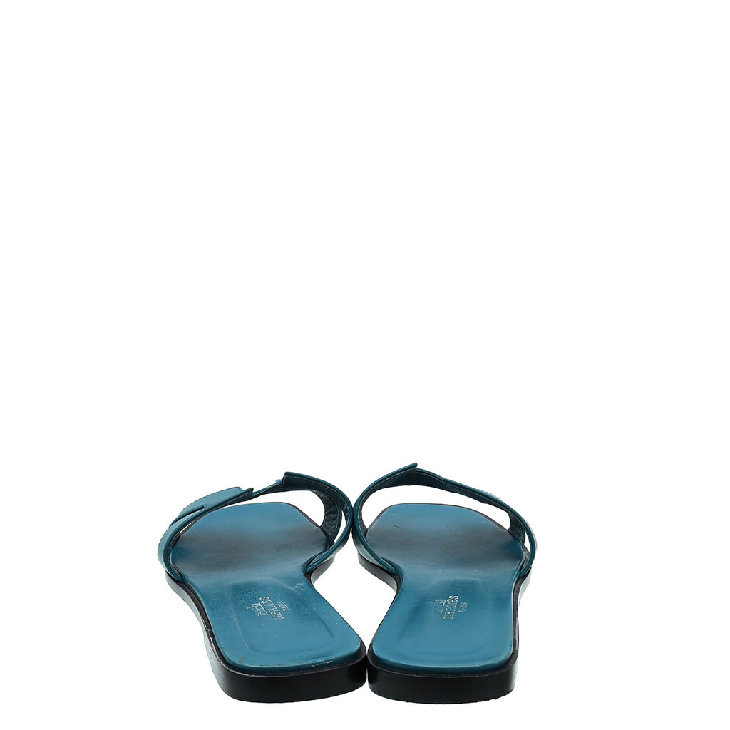 Hermes Bleu Vif Oran Sandals 39.5