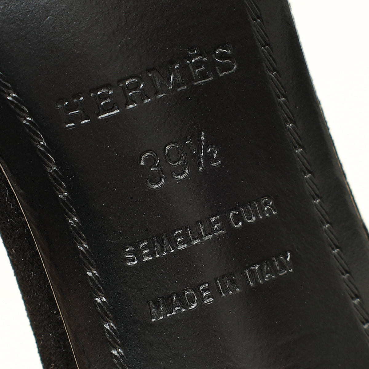 Hermes Noir Premiere 70 Crystal Details Suede Goatskin Sandal 39.5