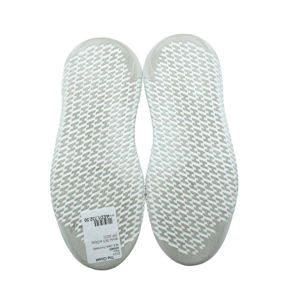 Hermes White Crew Sneakers 39.5