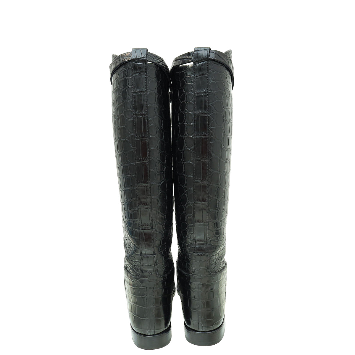 Hermes Noir Crocodile Kelly Jumping Boot 39.5