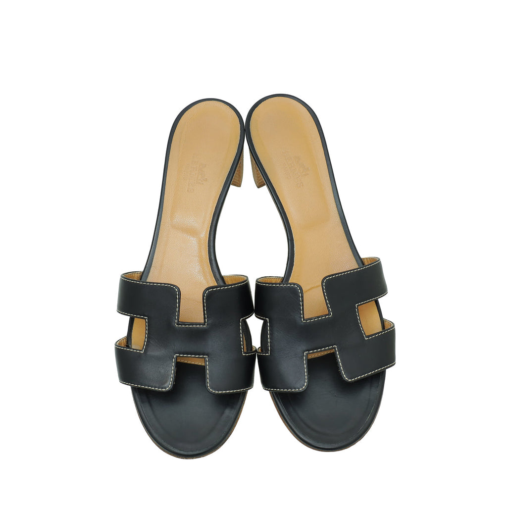 Hermes Noir Oasis Sandal 39.5